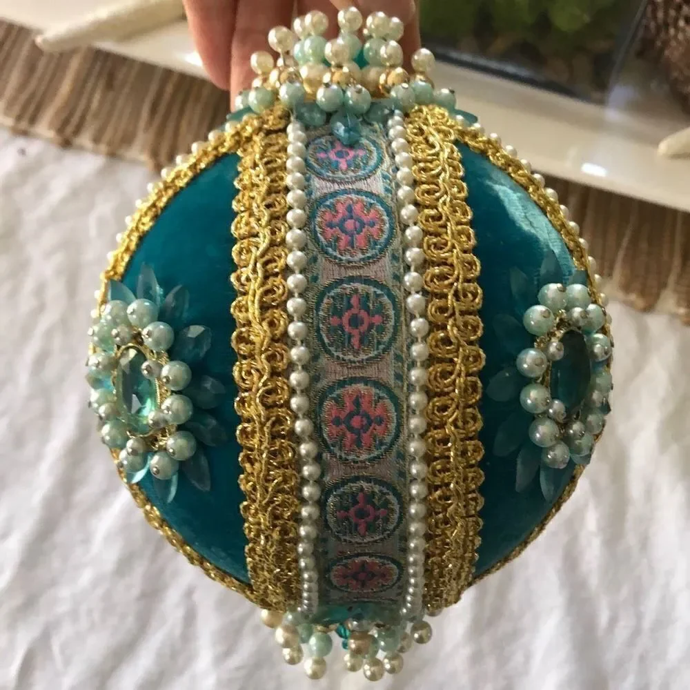 Large Vintage velvet push pin ornament handmade